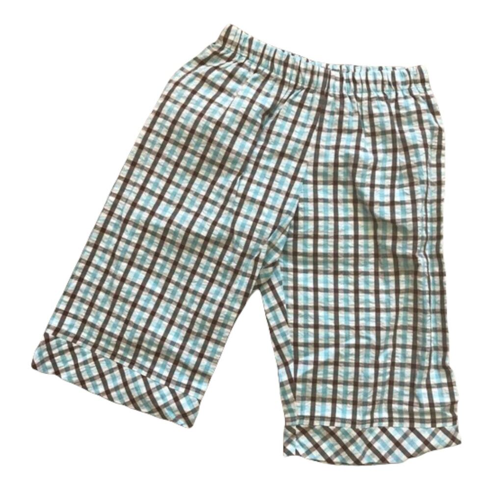 Chez Ami Patsy Aiken Girls Capris Size 4 Blue White Brown Seersucker‎ Check NEW